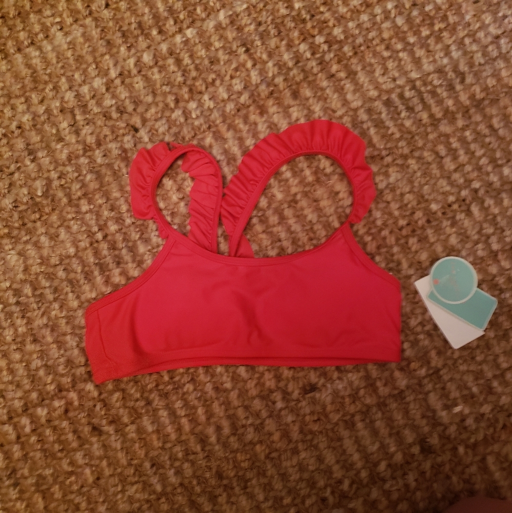 Brand New Copper Key Red Ruffled Swimsuit Top ♡